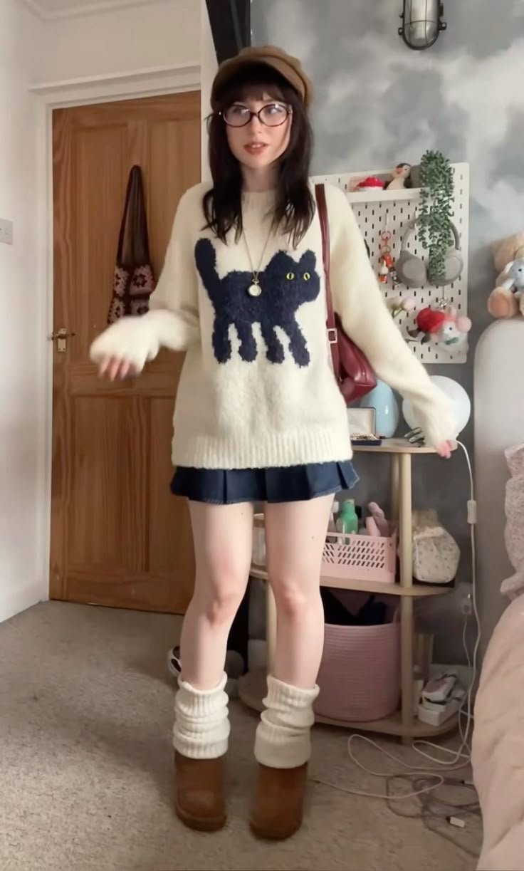 20 Skirt Outfit Ideas to Refresh Your Wardrobe Instantly - Cozy Chic with a Mini Skirt