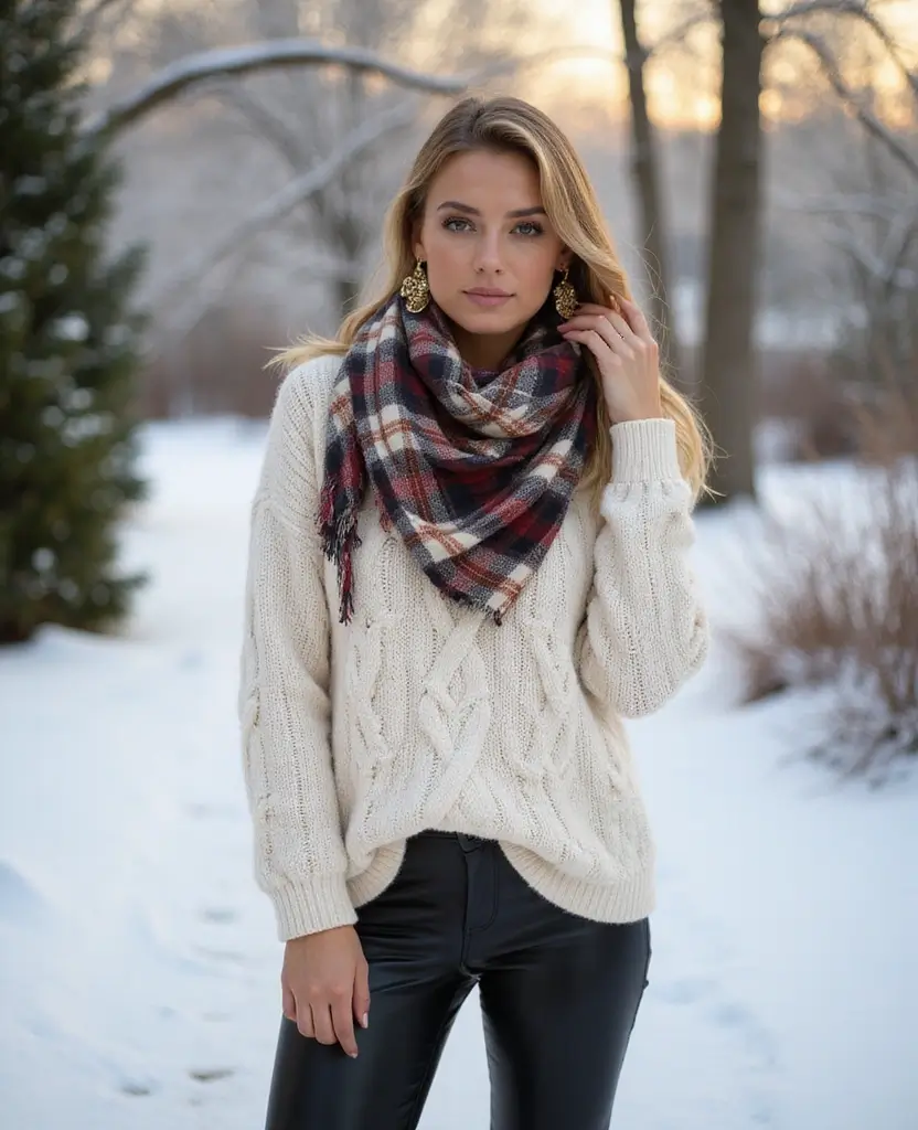 21 Baddie Outfit Ideas for Ultimate Confidence - 1. Cozy Oversized Sweater with Leather Leggings