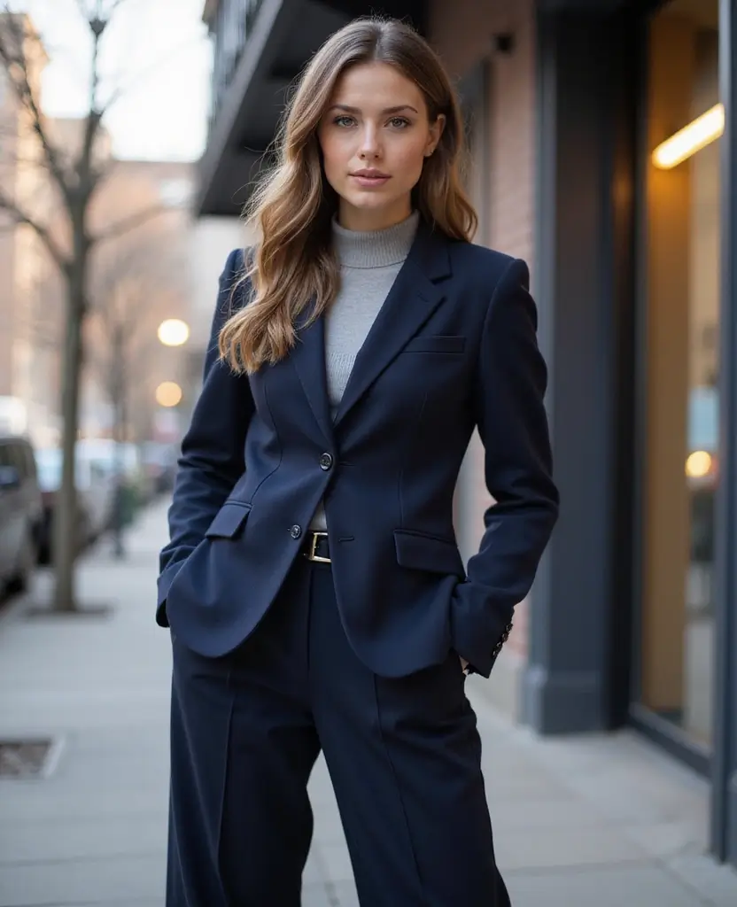 21 Baddie Outfit Ideas for Ultimate Confidence - 10. Tailored Blazer with Wide-Leg Trousers