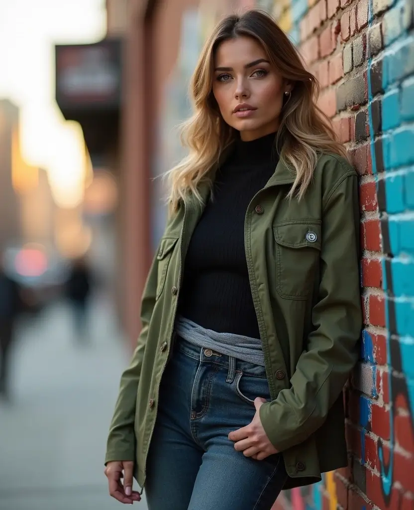 21 Baddie Outfit Ideas for Ultimate Confidence - 12. Utility Jacket with Layered Tops