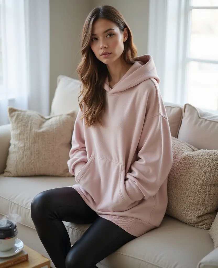 21 Baddie Outfit Ideas for Ultimate Confidence - 20. Oversized Hoodie Dress with Leggings