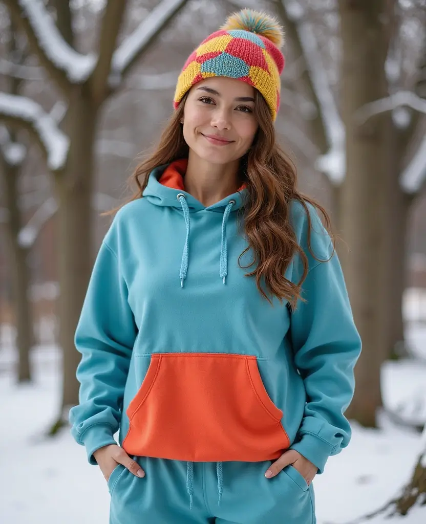 21 Baddie Outfit Ideas for Ultimate Confidence - 5. Colorful Beanie with a Casual Hoodie and Joggers