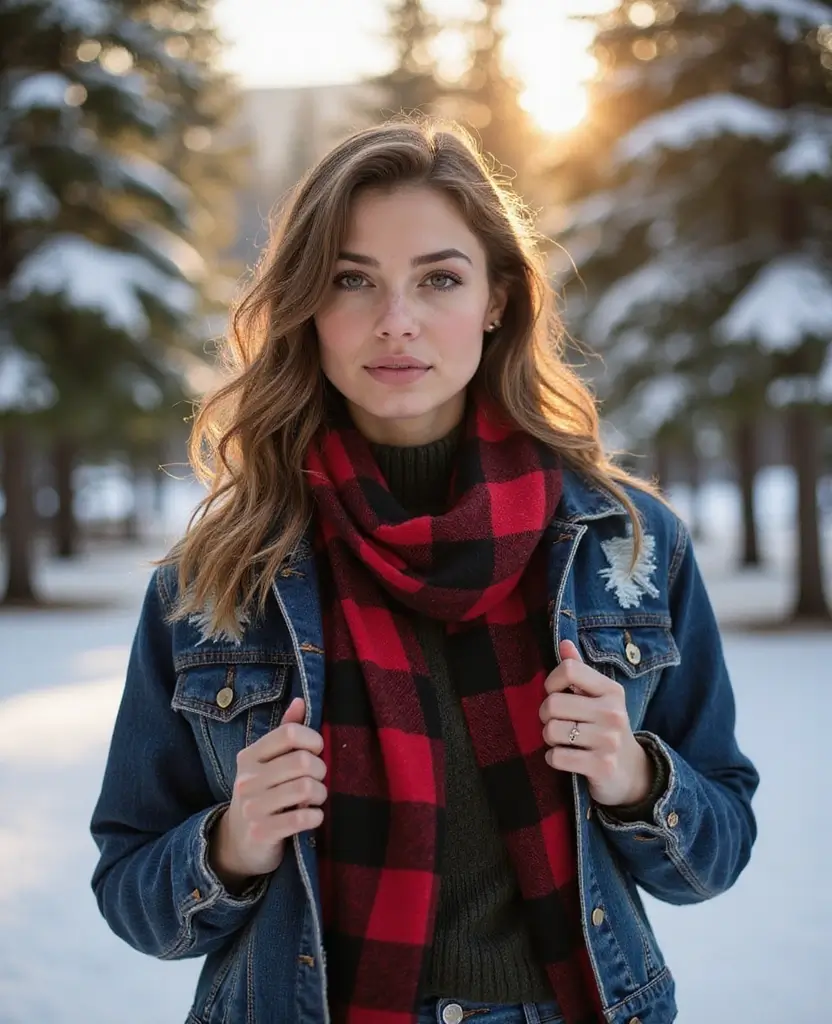 21 Baddie Outfit Ideas for Ultimate Confidence - 8. Layered Flannel Shirt with a Denim Jacket