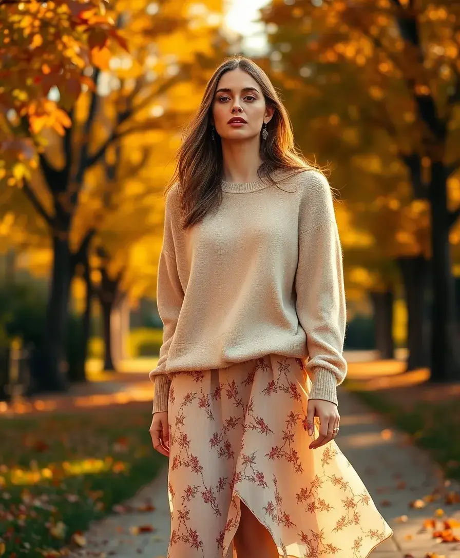 21 Baggy Outfit Ideas for Laid-Back Days - 14. Oversized Crewneck and Midi Wrap Skirt