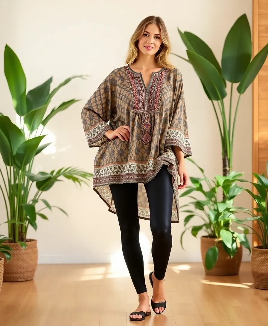 21 Baggy Outfit Ideas for Laid-Back Days - 9. Boho Tunic with Leggings