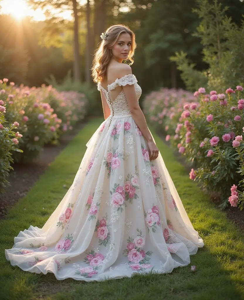 21 Ball Gown Wedding Dresses for a Fairytale Wedding - 2. Vintage-Inspired Floral Print Gown