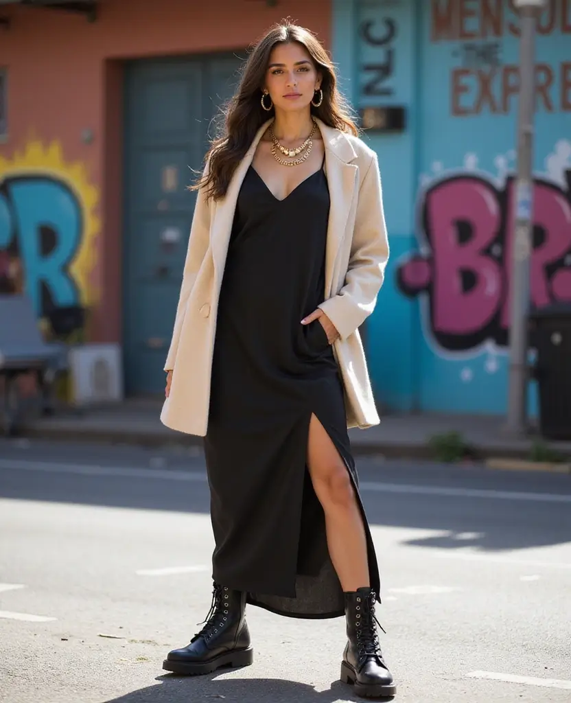 21 Black Slip Dress Outfits for Every Occasion: Sustainable Styling for Eco-Conscious Fashionistas - 12. Urban Street Style