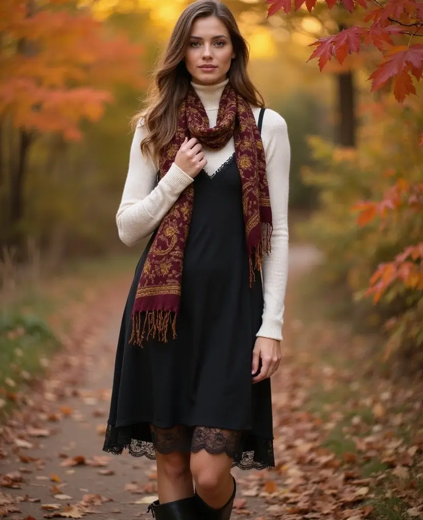 21 Black Slip Dress Outfits for Every Occasion: Sustainable Styling for Eco-Conscious Fashionistas - 5. Layered for Fall