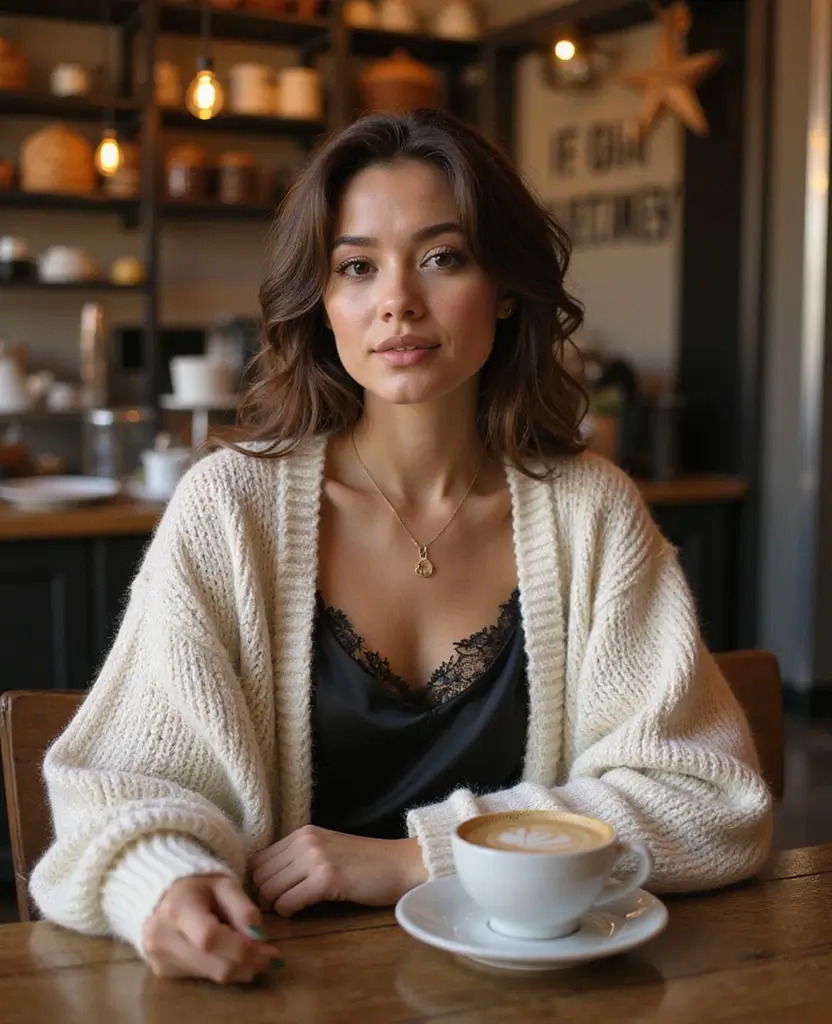 21 Black Slip Dress Outfits for Every Occasion: Sustainable Styling for Eco-Conscious Fashionistas - 7. Cozy Coffee Shop Look