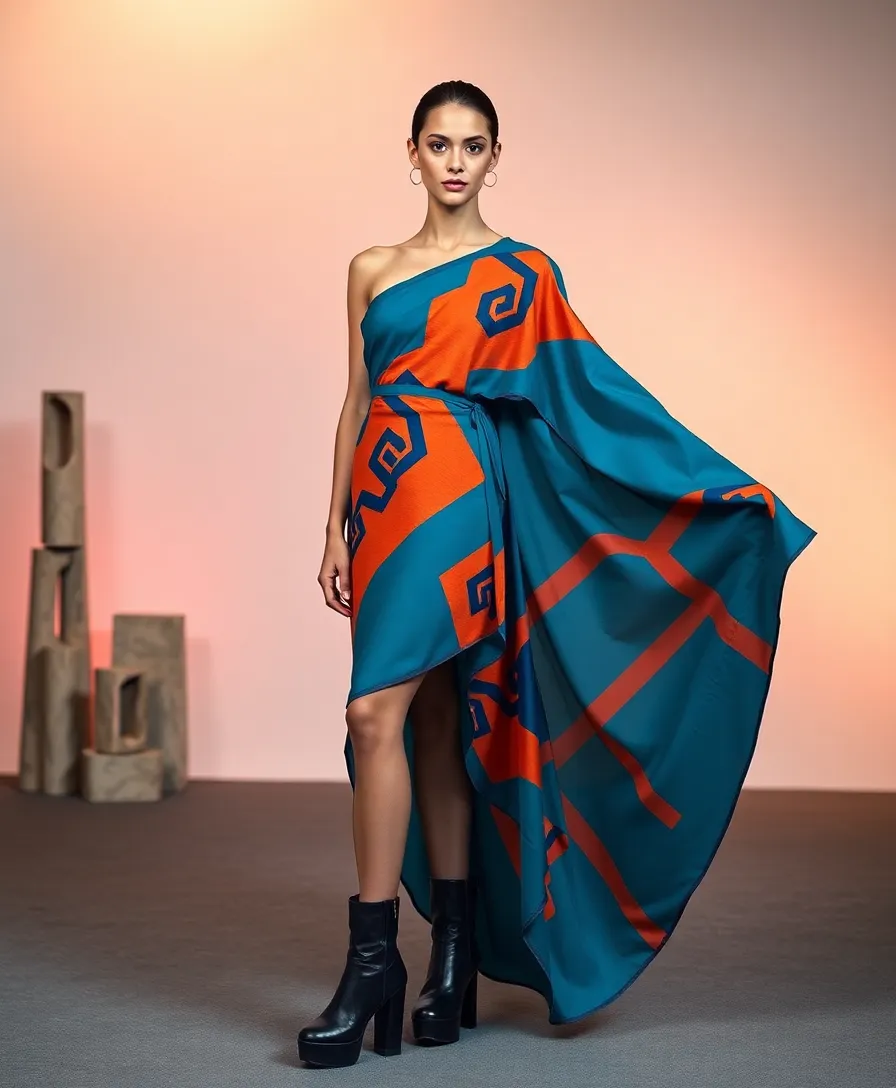 21 Dress and Boots Outfits That Scream Confidence - 8. Asymmetrical Dress with Platform Boots