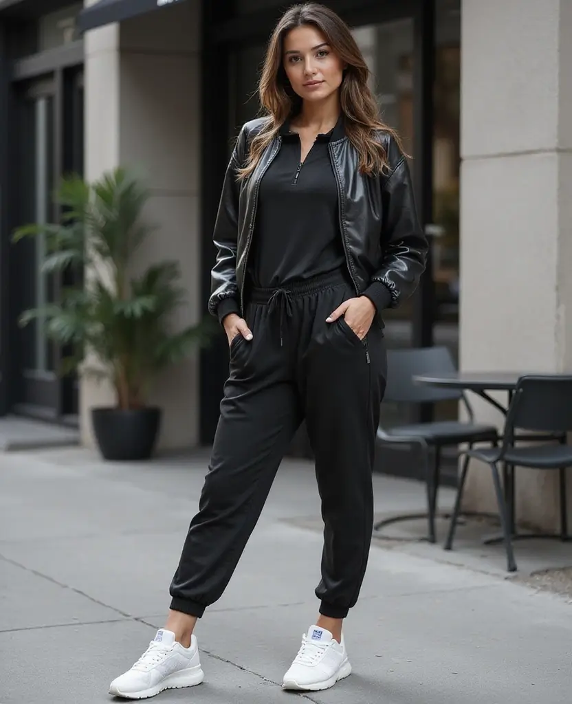 21 Dress to Impress Theme Outfit Ideas for Parties Featuring New Balance Shoes - 1. Chic Monochrome Ensemble