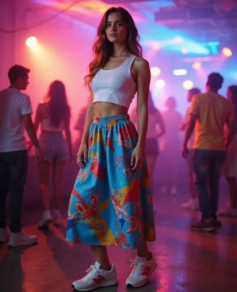 21 Dress to Impress Theme Outfit Ideas for Parties Featuring New Balance Shoes - 4. Athleisure Midi Skirt