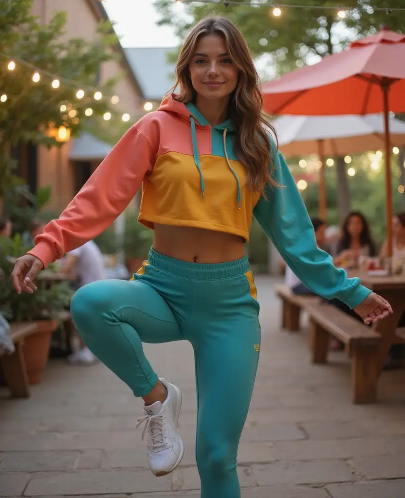 21 Dress to Impress Theme Outfit Ideas for Parties Featuring New Balance Shoes - 8. Color-Blocked Athleisure Set