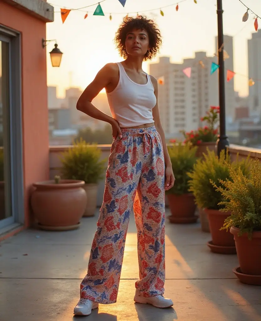 21 Dress to Impress Theme Outfit Ideas for Parties Featuring New Balance Shoes - 9. Layered Tank and Wide-Leg Pants