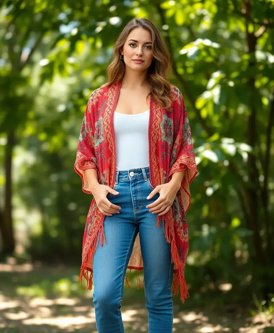 21 Going Out Outfit Ideas for Every Night Out - 16. Stylish Kimono with Casual Outfit