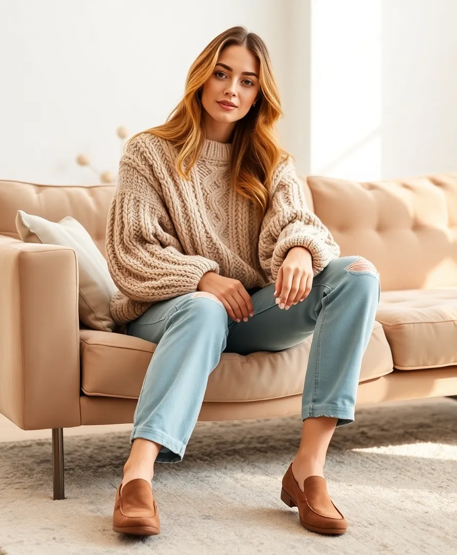 21 Going Out Outfit Ideas for Every Night Out - 19. Cozy Sweater with Relaxed Fit Jeans