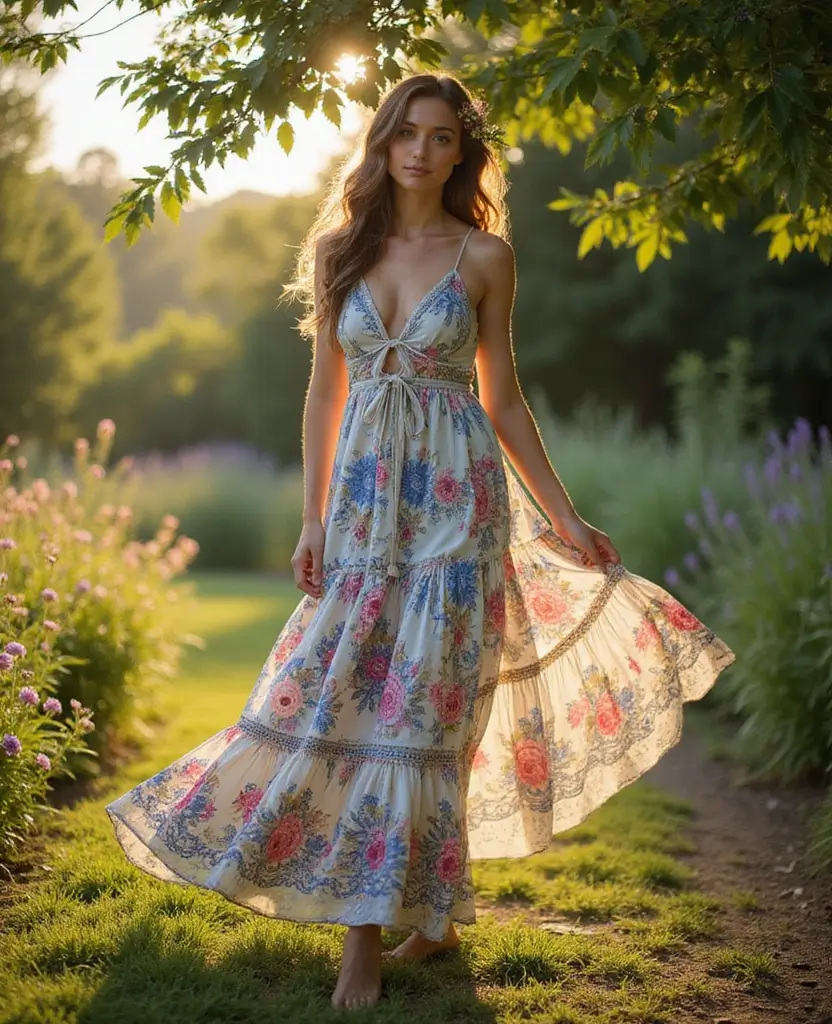 21 Hippie Style Outfit Ideas for Free Spirits - 2. Bohemian Maxi Dresses for Effortless Elegance