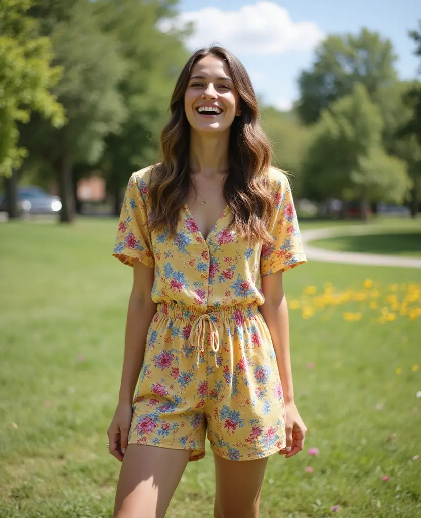 21 Hippie Style Outfit Ideas for Free Spirits - 6. Playful Rompers for Fun Days Out