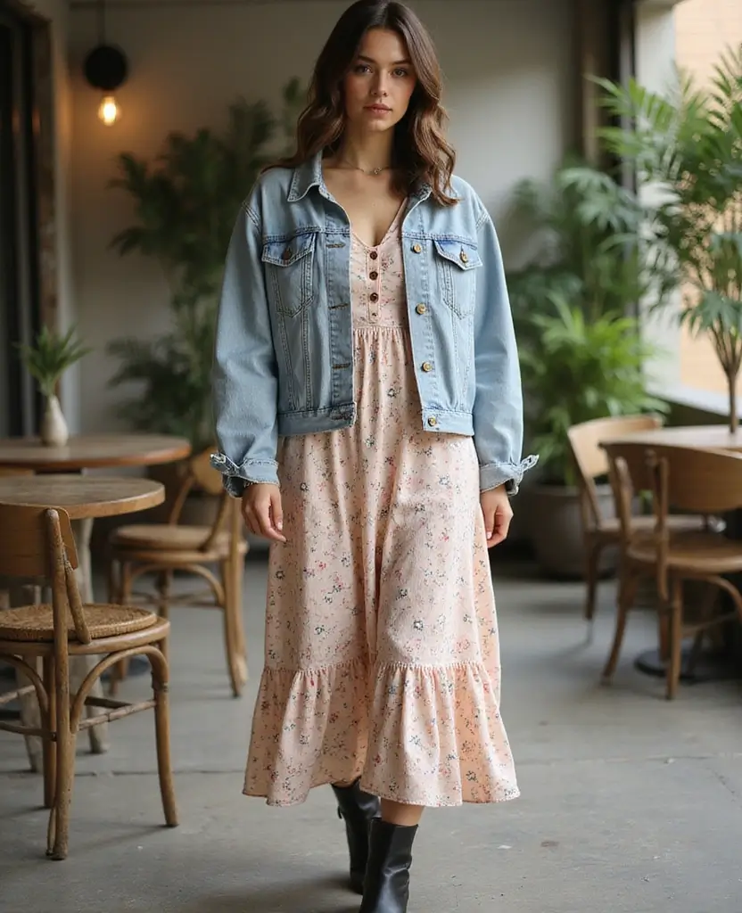 21 Interview Outfit Ideas That Will Land the Job - 5. Denim Jacket With A Midi Dress