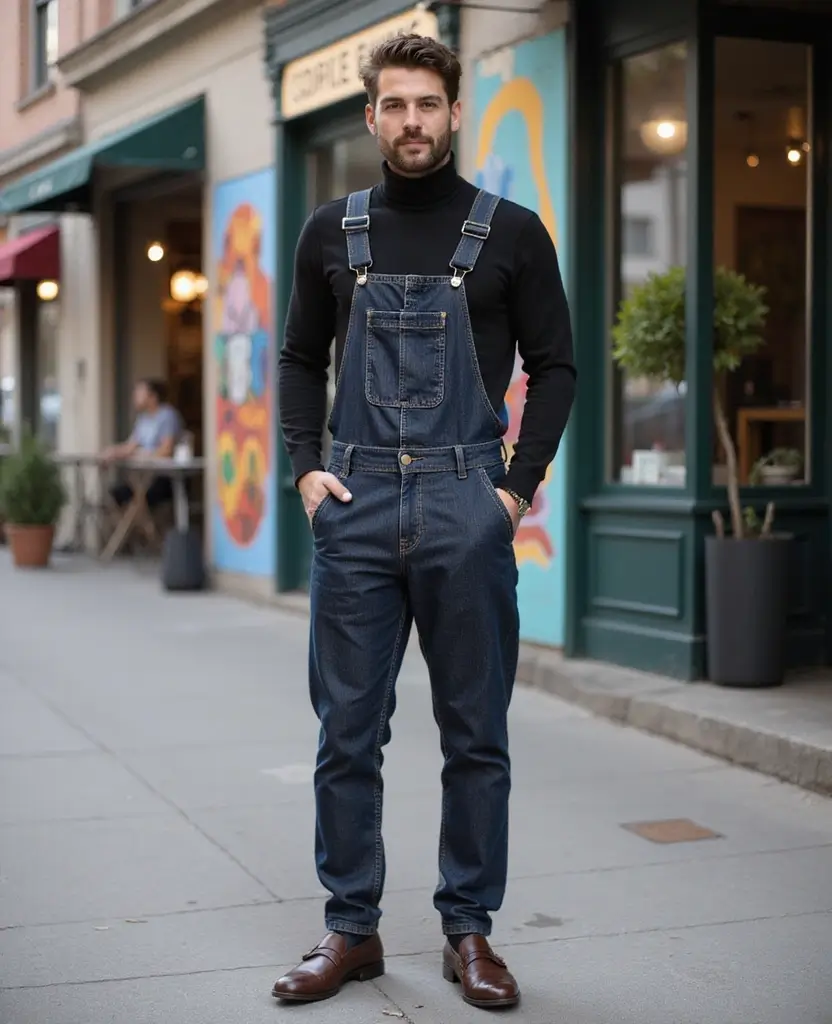 21 Interview Outfit Ideas That Will Land the Job - 8. Stylish Overalls with a Turtleneck