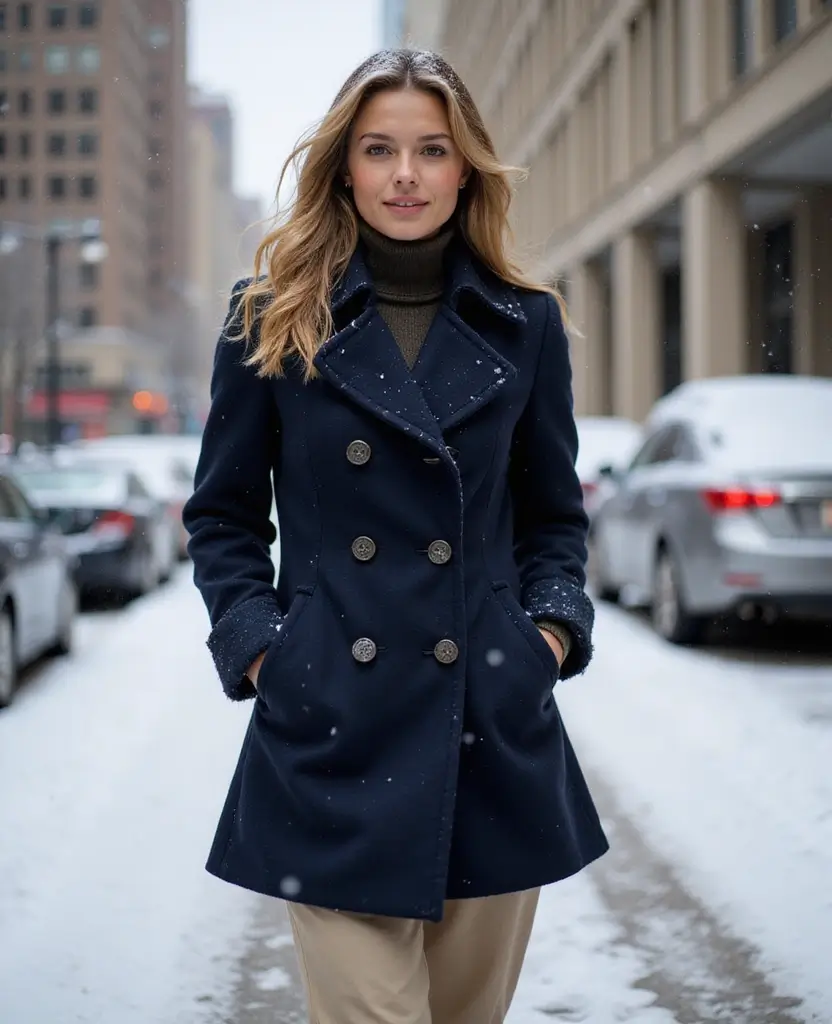 21 Invierno Outfit Ideas to Stay Stylish in Winter - 9. Classic Peacoats with Casual Chinos