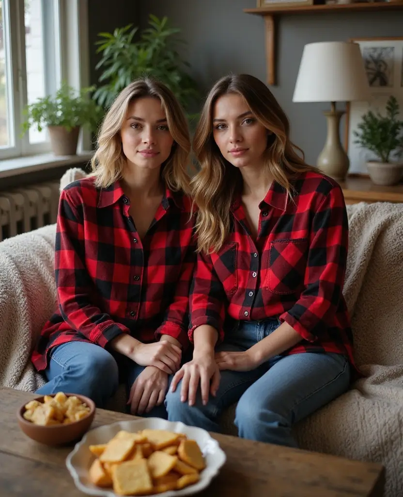 21 Matching Shirt Ideas for BFFs - 11. Cozy Flannel for a Relaxed Look