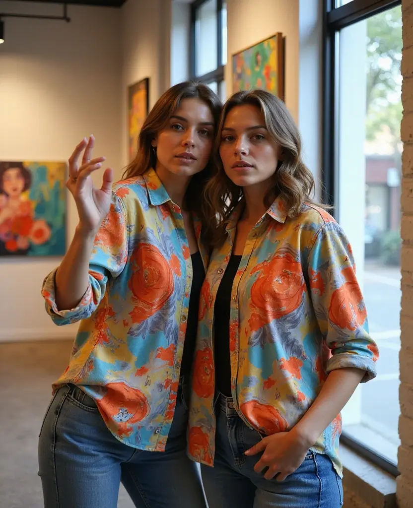 21 Matching Shirt Ideas for BFFs - 13. Artistic Prints for Creative Souls