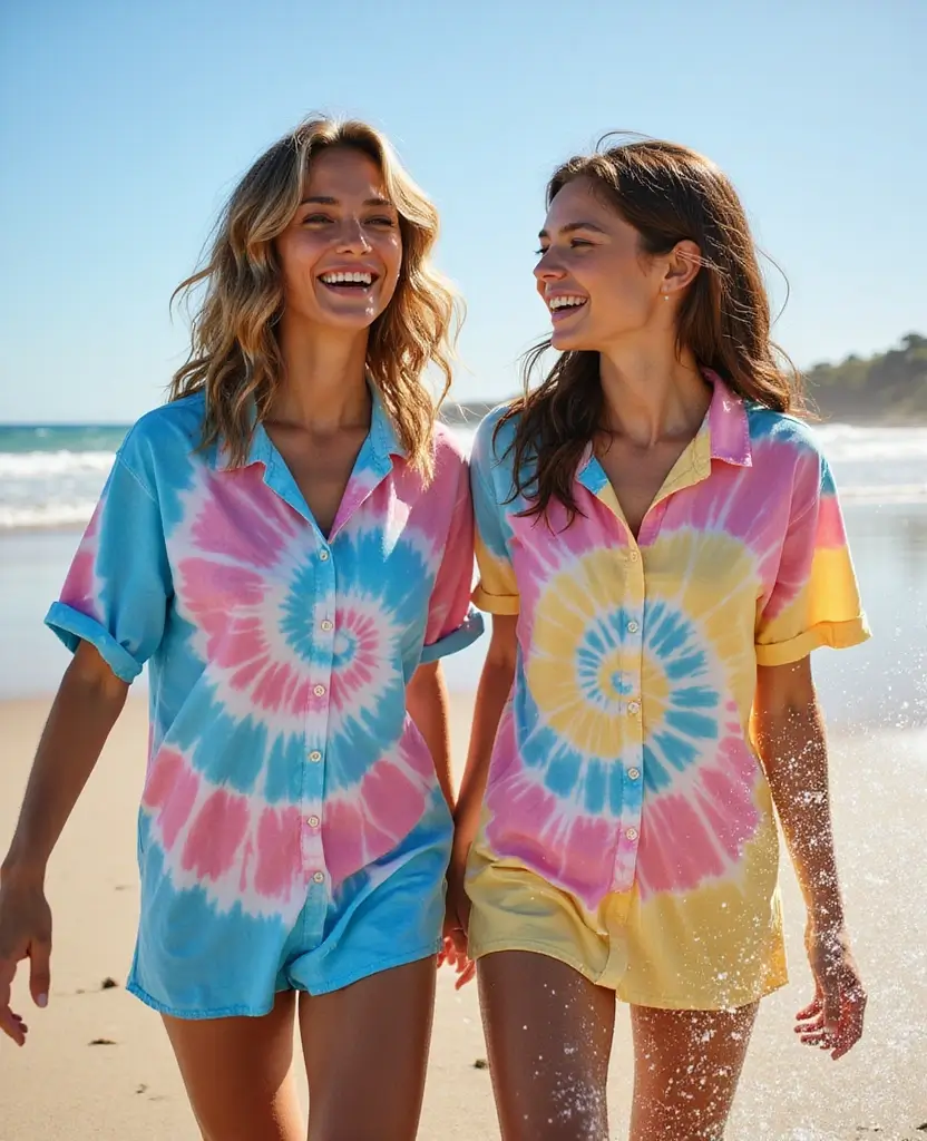 21 Matching Shirt Ideas for BFFs - 4. Trendy Tie-Dye for the Win