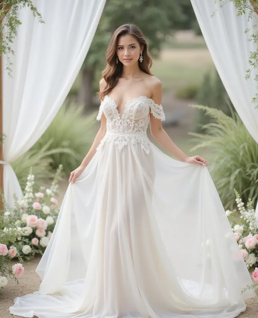21 Princess Wedding Dresses for a Magical Day - 1. Ethereal Off-the-Shoulder Gown