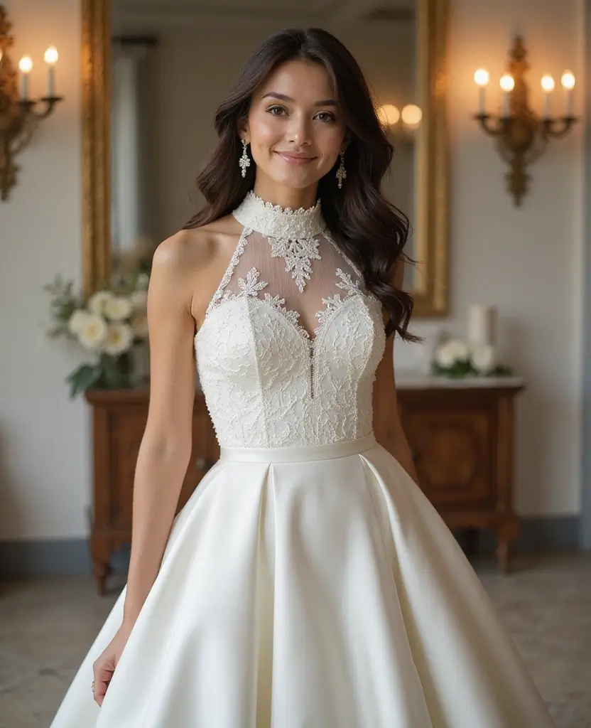 21 Princess Wedding Dresses for a Magical Day - 15. Timeless High Neck Gown
