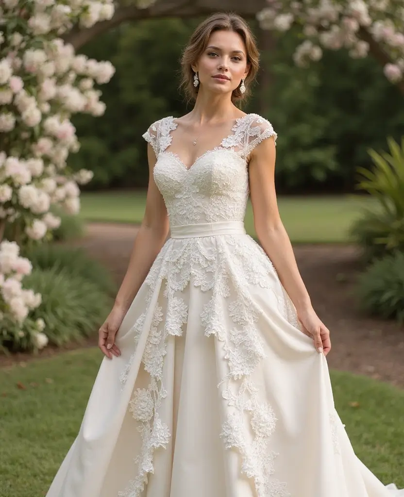 21 Princess Wedding Dresses for a Magical Day - 18. Romantic Lace Overlay