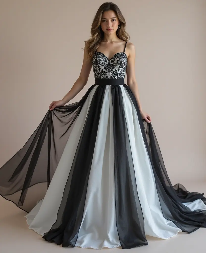 21 Prom Dress Ideas to Make You Queen of the Night - 15. Classic Black and White