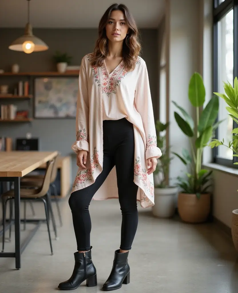 21 School Leggings Outfit Ideas for Comfort & Style - 10. Flowy Tunics with Leggings
