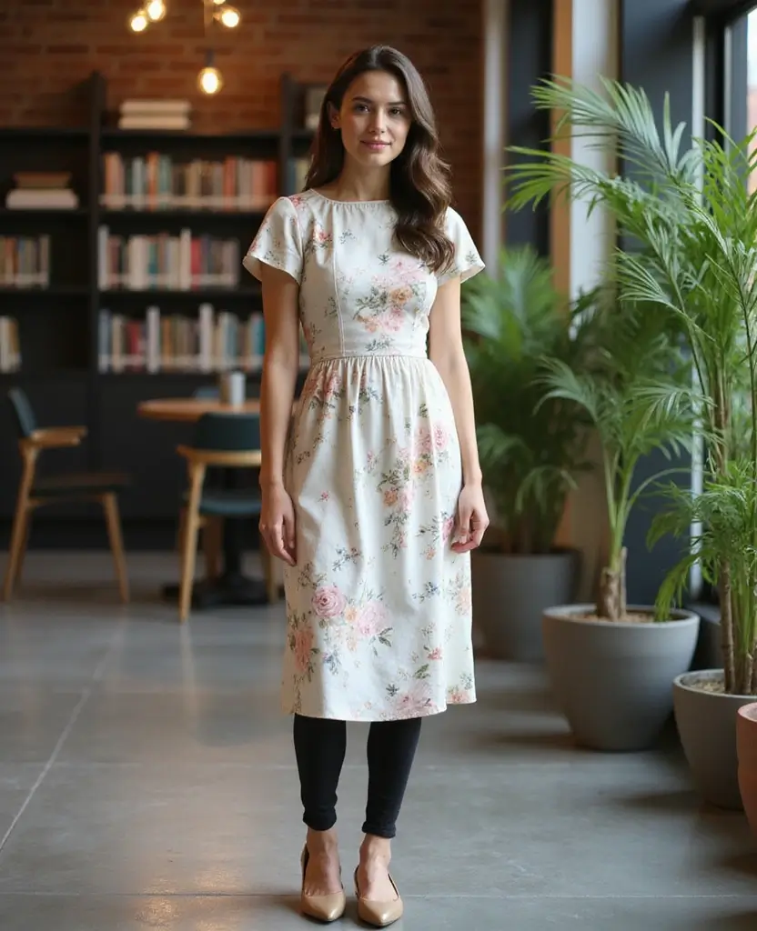 21 School Leggings Outfit Ideas for Comfort & Style - 19. Elegant Look with a Midi Dress
