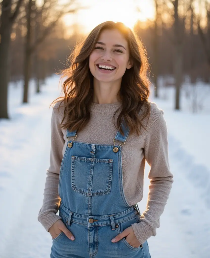 21 School Winter Outfit Ideas That Are Warm & Trendy - 18. Casual Overalls with a Fitted Top
