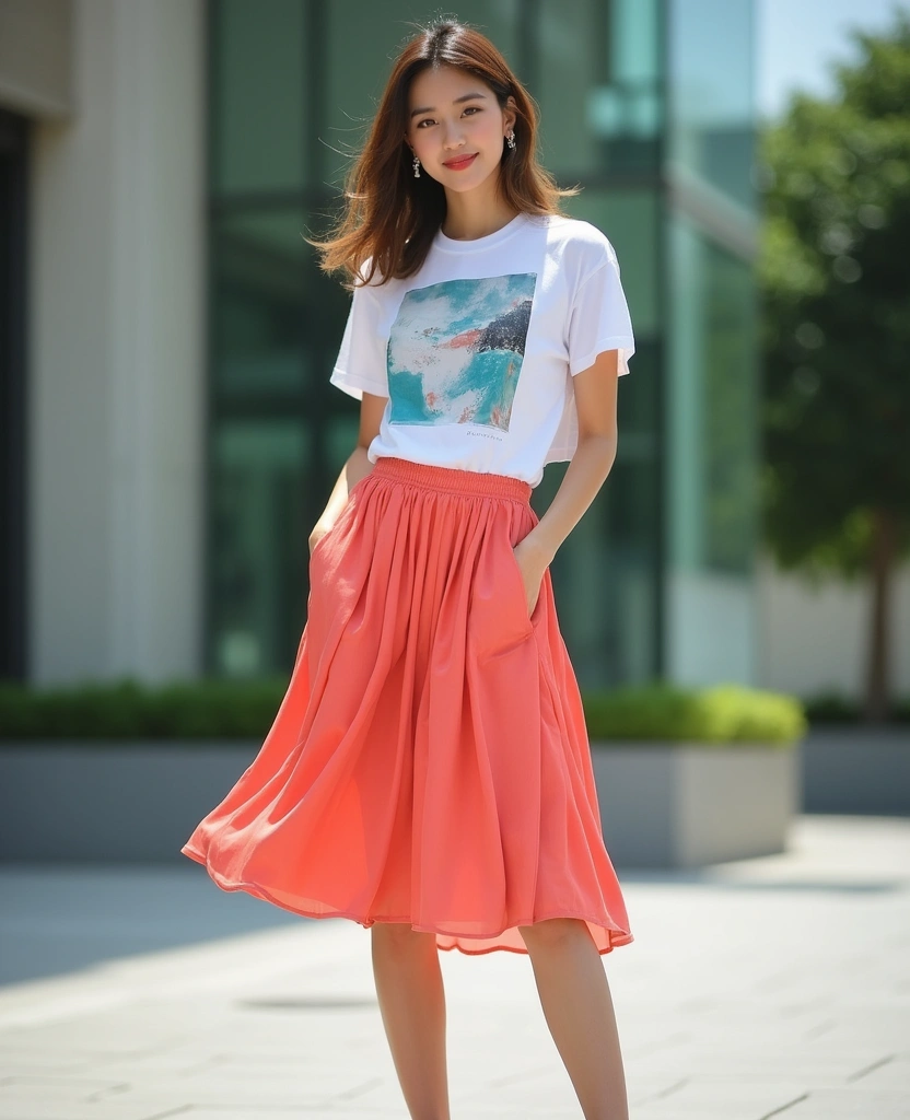 21 Stylish Outfit Ideas for Church Services - 17. Sporty Chic with a Midi Skirt