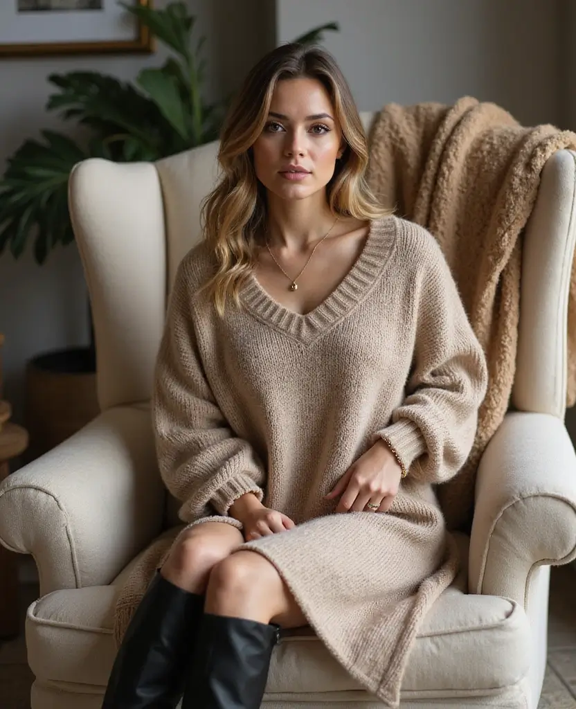 21 Stylish Outfit Ideas for Church Services - 19. Cozy Sweater Dress