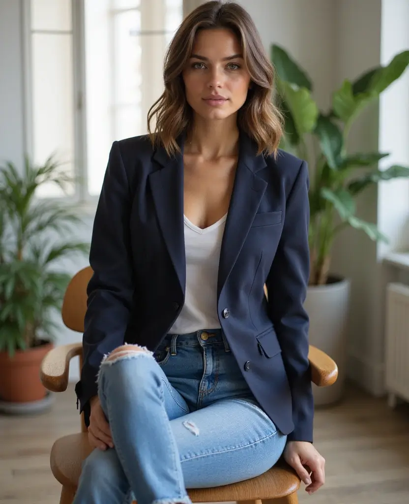 21 Stylish Outfit Ideas for Church Services - 8. Casual Jeans with a Blazer
