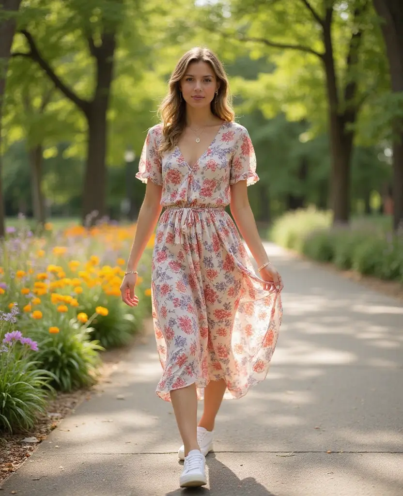21 Stylish Outfits for Women in Their 40s That Break the Rules - 2. Chic Midi Dress with Sneakers