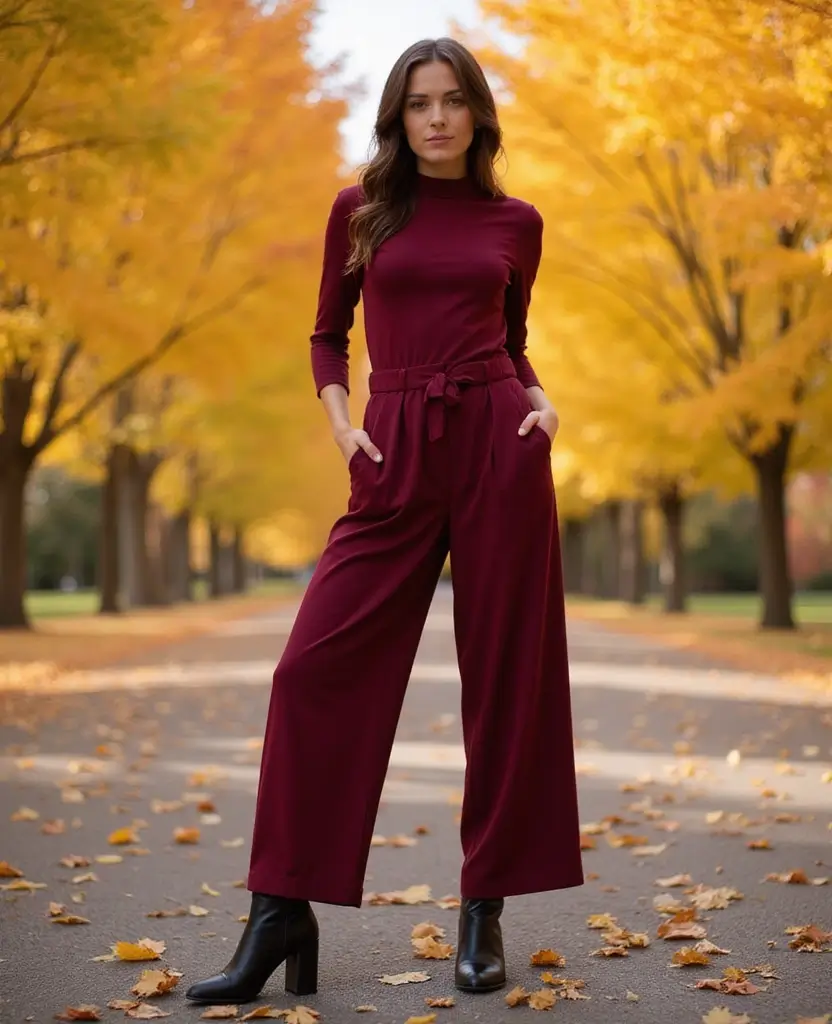 22 Autumn Outfit Ideas for Cozy Vibes - 6. Layered Jumpsuit with a Long Sleeve Top