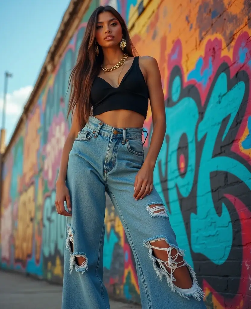 22 Baggy Jeans Outfit Ideas for Effortless Cool - 13. Statement Accessories with Baggy Jeans