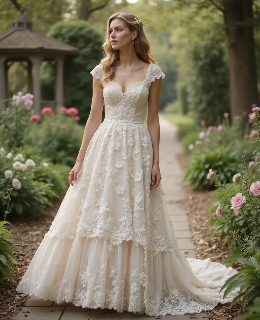 22 Boho Wedding Dresses for Free-Spirited Brides - 1. Vintage Lace Ballgown