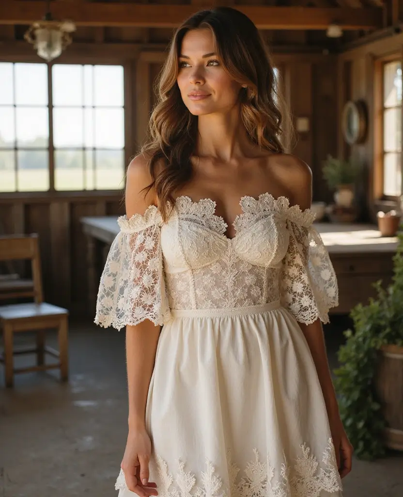 22 Boho Wedding Dresses for Free-Spirited Brides - 21. Rustic Lace Dress