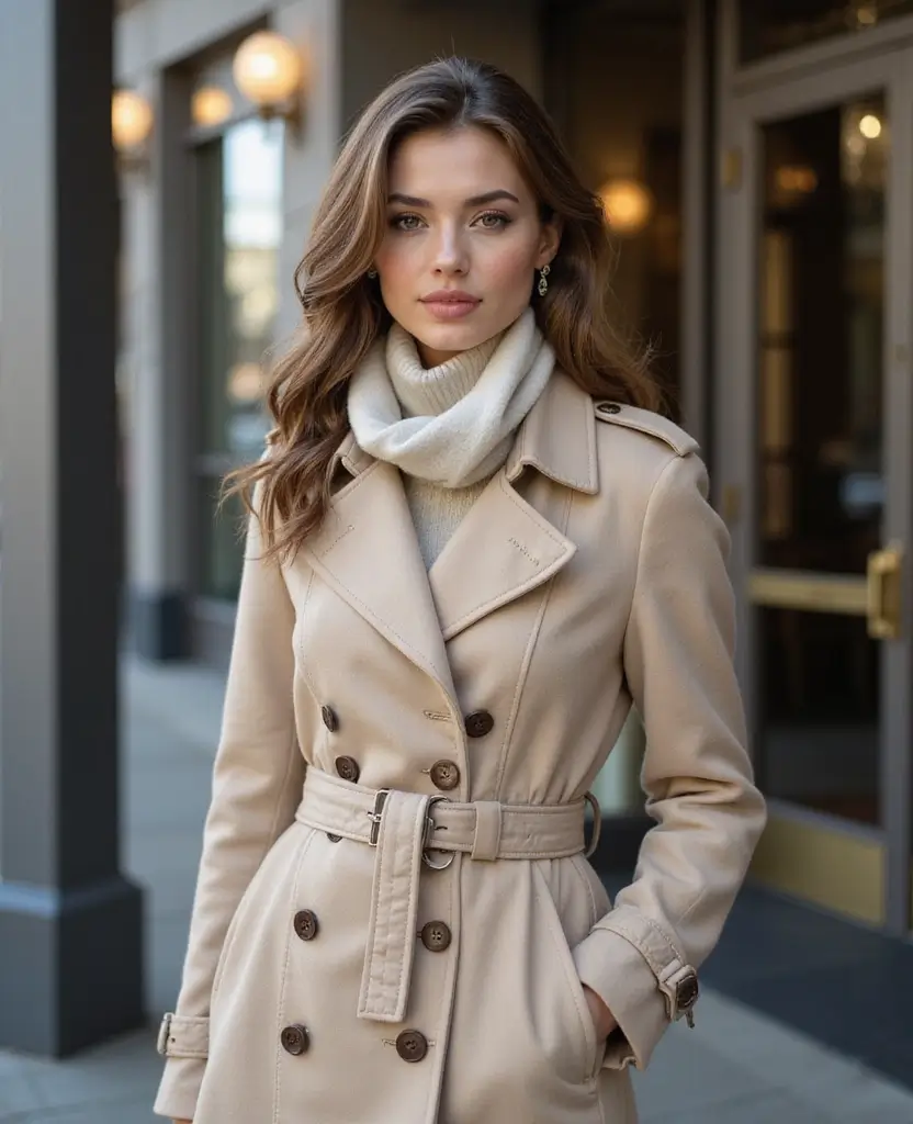 22 Cold Weather Outfit Ideas That Are Still Cute - 8. Classic Trench Coat and Soft Scarf