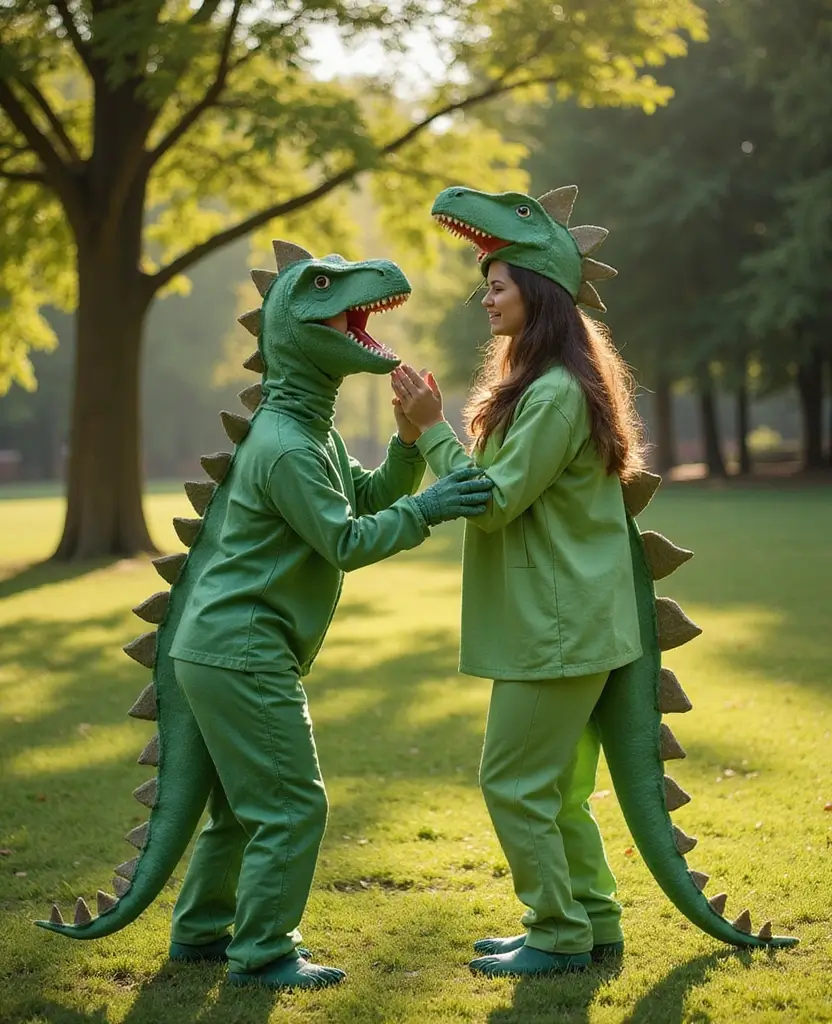 22 Couples Halloween Costume Ideas That Are Easy to DIY - 6. Eco-Friendly Dinosaurs