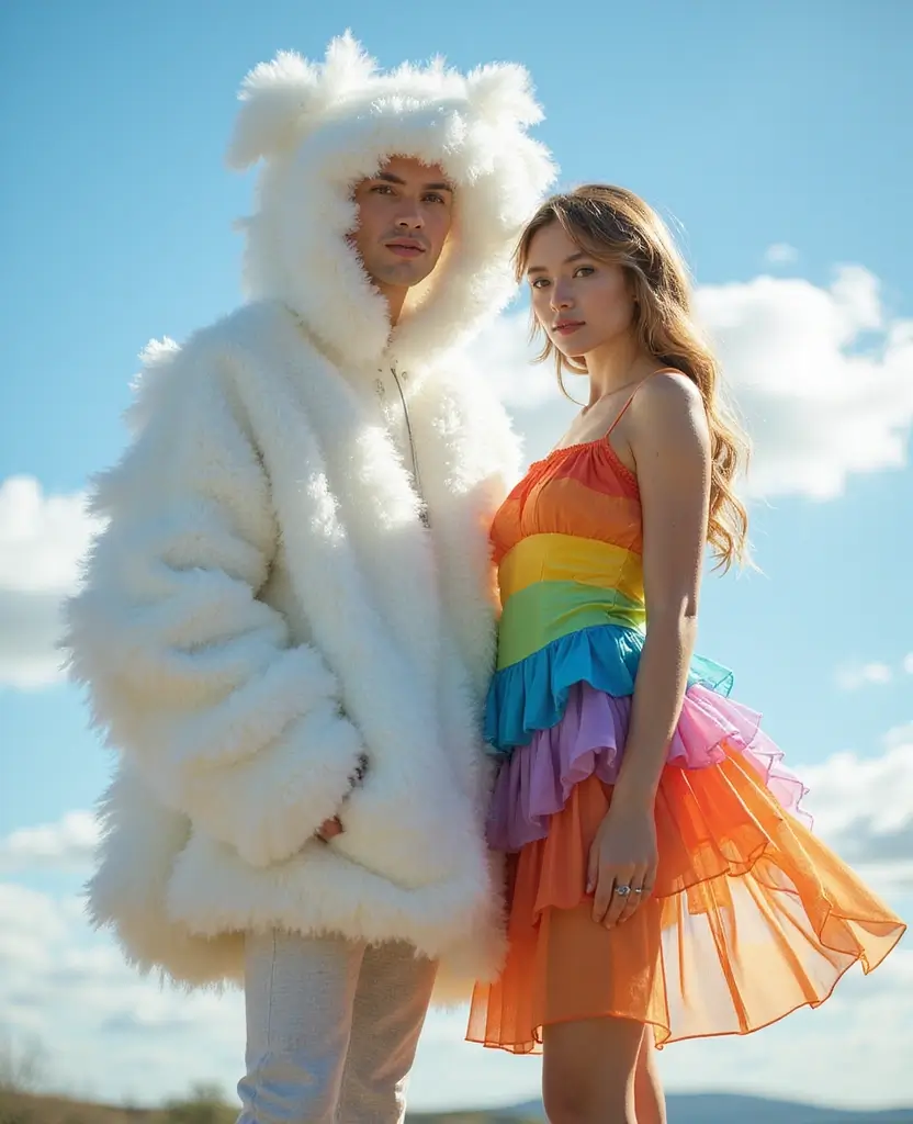 22 Couples Halloween Costume Ideas That Are Easy to DIY - 9. Cloud and Rainbow