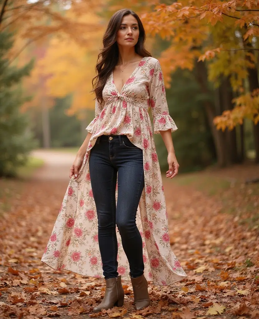 22 Dress and Boots Combos That Are Totally On-Trend - 1. Flowy Maxi Dress Over Skinny Jeans