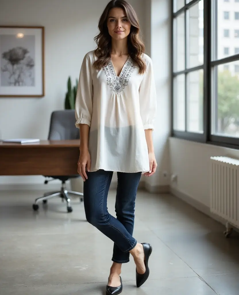 22 Dress and Boots Combos That Are Totally On-Trend - 19. Tunic Dress With Tailored Jeans