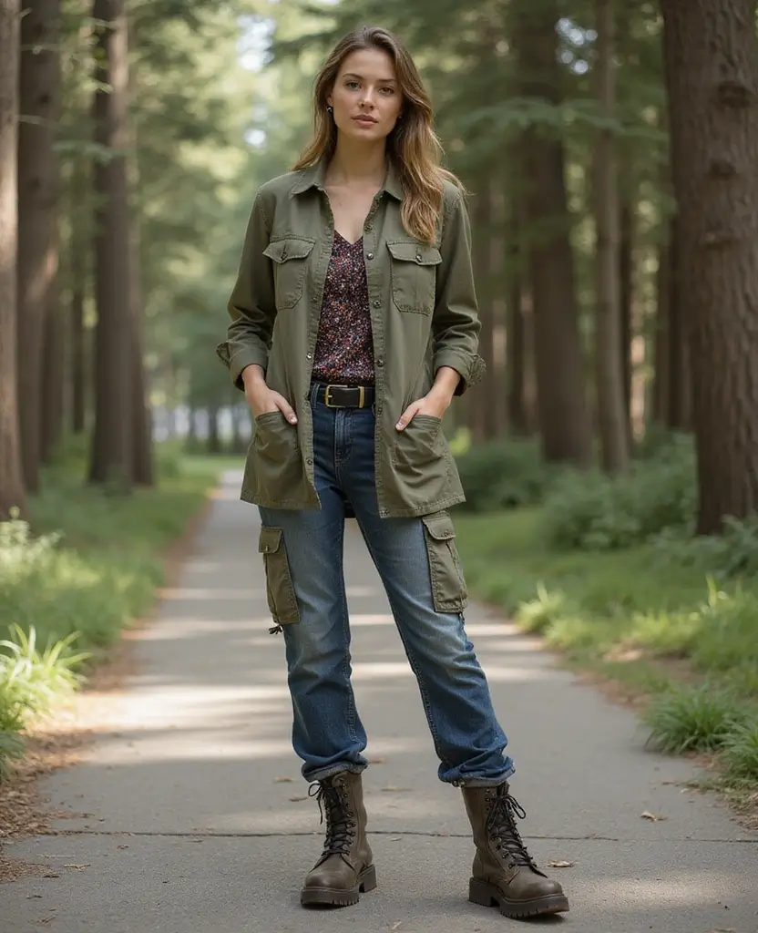 22 Dress and Boots Combos That Are Totally On-Trend - 21. Utility Dress with Cargo Jeans