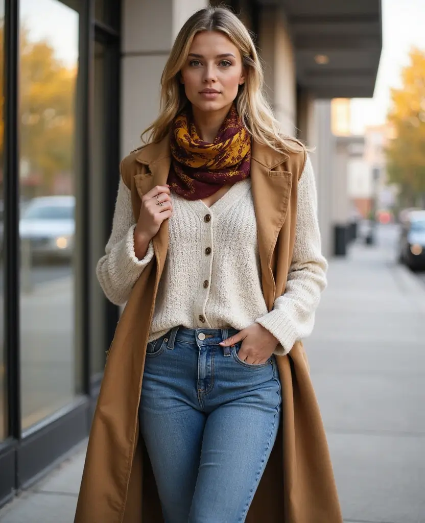 22 Everyday Outfit Ideas for Effortless Style - 1. Layered Knits and Denim